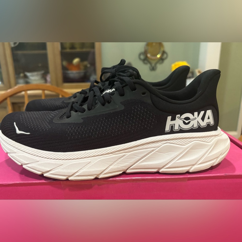 Hoka Black and White Men's Athletic Running Shoes